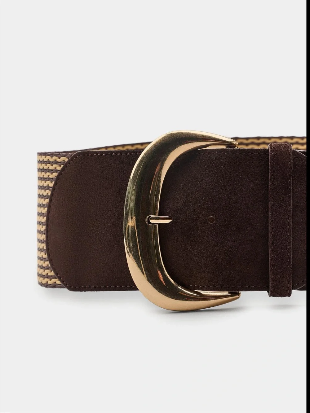 Zara raffia split leather belt